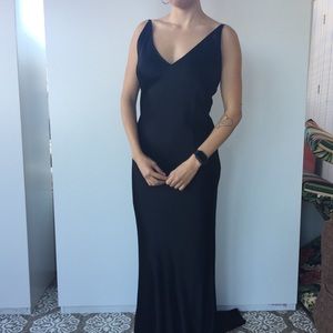 Backless satin evening gown